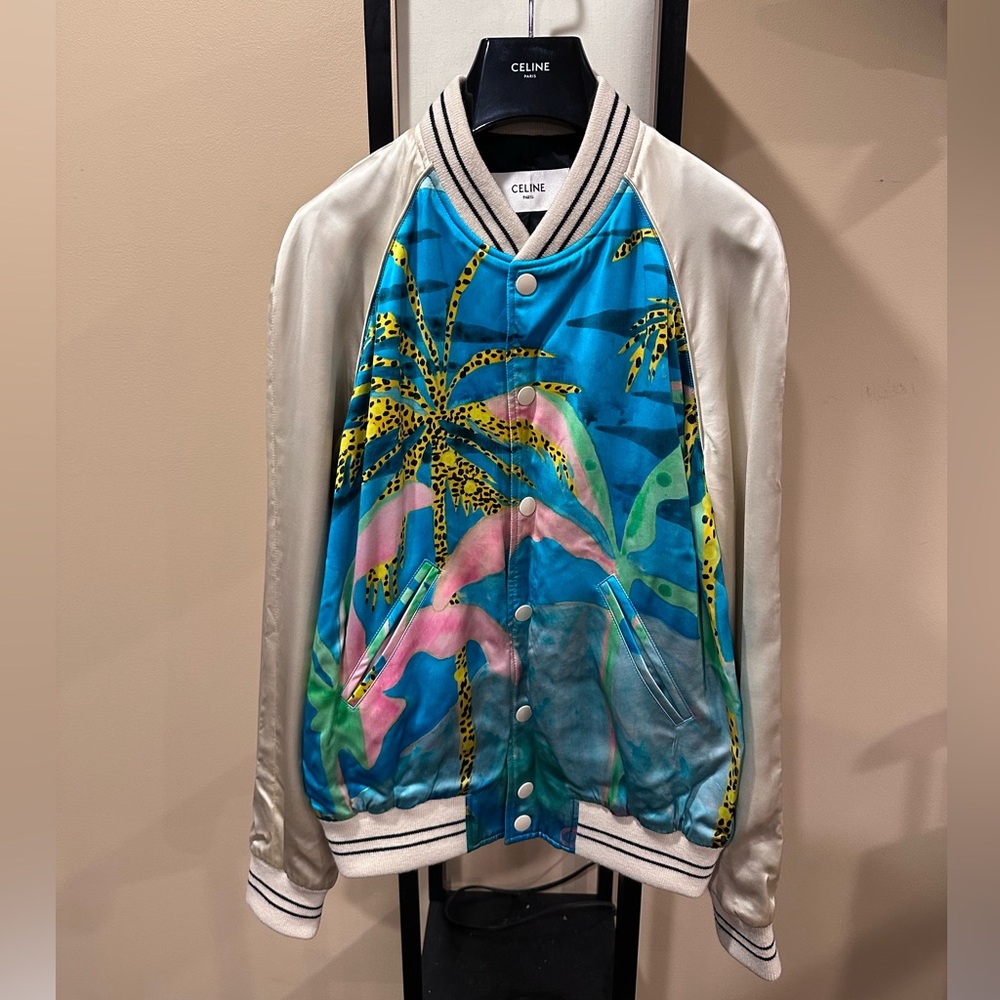 Celine x Hedi x Tyson Reed SS21 Hawaiian Satin Souvenir Teddy Jacket